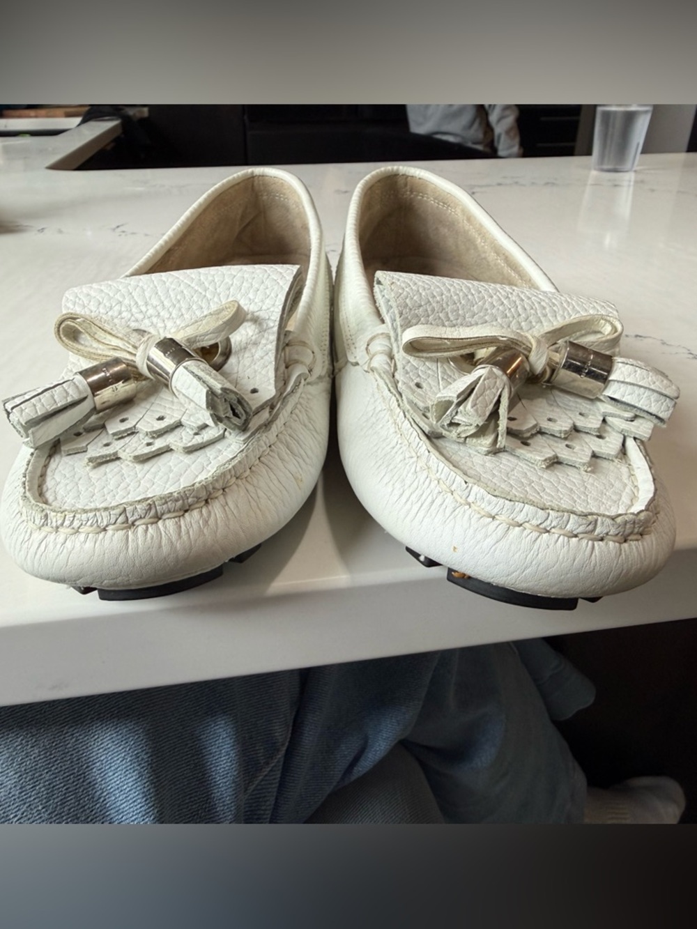 Burberry White Leather Tassel Loafers 37 - Picture 4 of 9